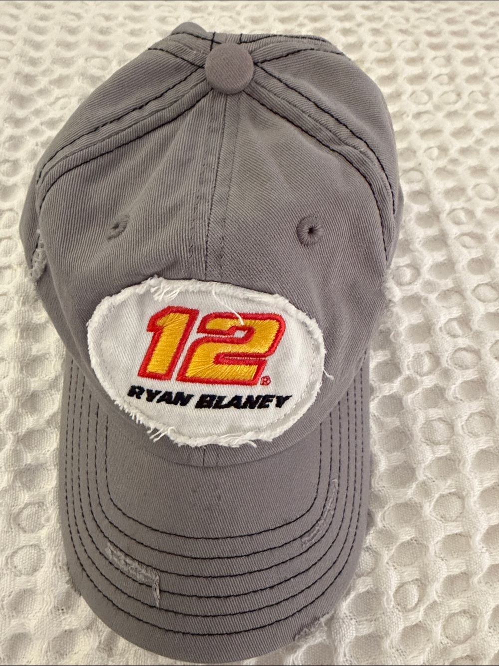 Ryan Blaney Gray Baseball Cap with Yellow & Red 12 Patch